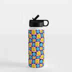 Retro happy smiling face checkered pattern Water Bottle Gallery Image 1
