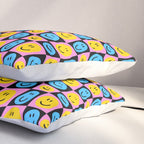 Retro happy smiling face checkered pattern Pillow Sham Gallery Image 3