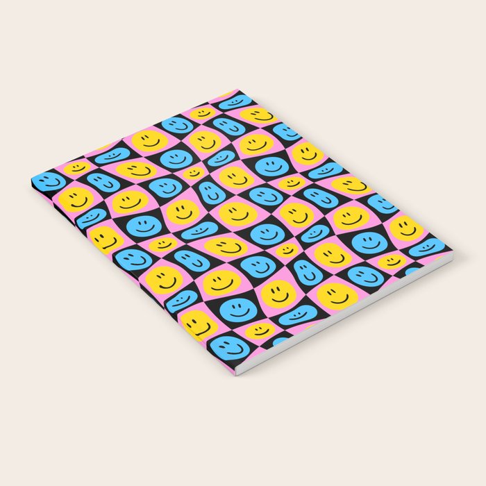 Retro happy smiling face checkered pattern Notebook Gallery Image 2