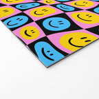 Retro happy smiling face checkered pattern Welcome Mat Gallery Image 2
