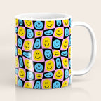 Retro happy smiling face checkered pattern Coffee Mug Gallery Image 1