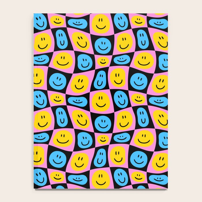 Retro happy smiling face checkered pattern Notebook Gallery Image 4