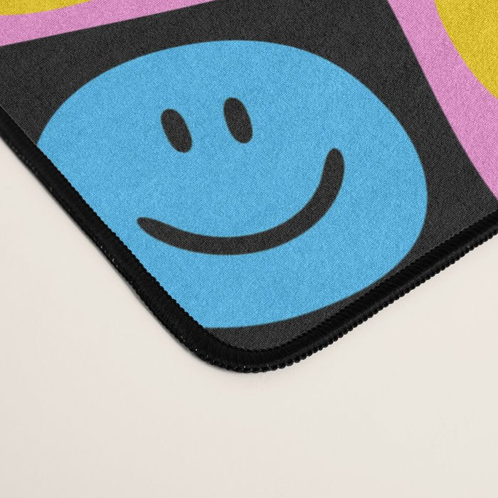 Retro happy smiling face checkered pattern Desk Mat Gallery Image 4