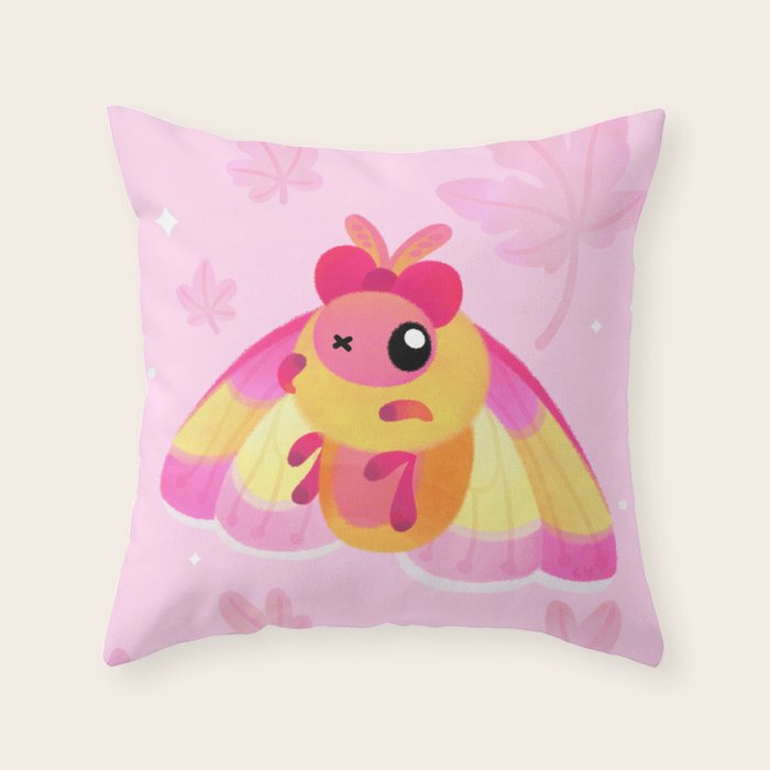 Rosy Maple Moth Throw Pillow Gallery Image 6