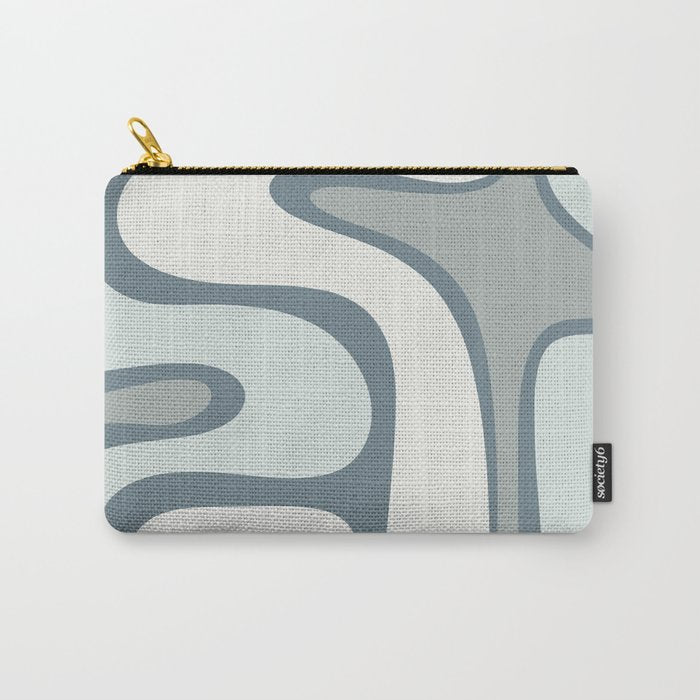 Mid Century Modern Copacetic Abstract in Neutral Blue Gray Ice Blue Tones Carry All Pouch Gallery Image 1