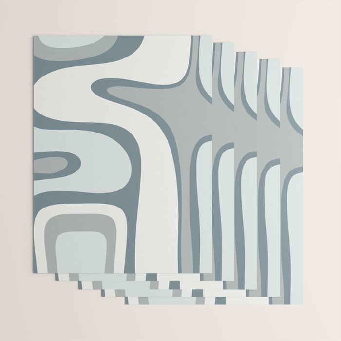 Mid Century Modern Copacetic Abstract in Neutral Blue Gray Ice Blue Tones Wrapping Paper Gallery Image 3