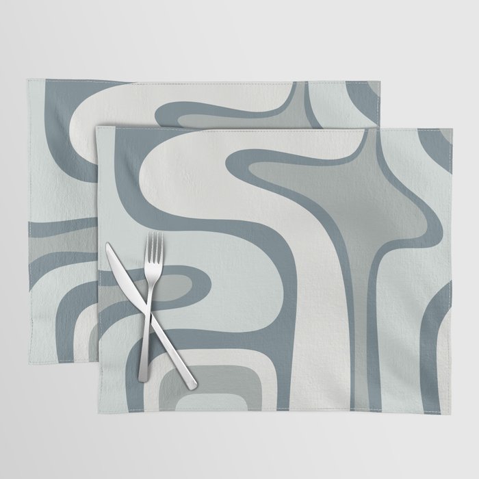 Mid Century Modern Copacetic Abstract in Neutral Blue Gray Ice Blue Tones Placemat Gallery Image 1