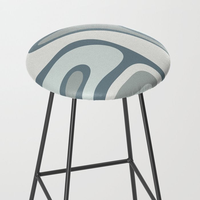 Mid Century Modern Copacetic Abstract in Neutral Blue Gray Ice Blue Tones Stool Gallery Image 2
