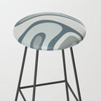 Mid Century Modern Copacetic Abstract in Neutral Blue Gray Ice Blue Tones Stool Gallery Image 2