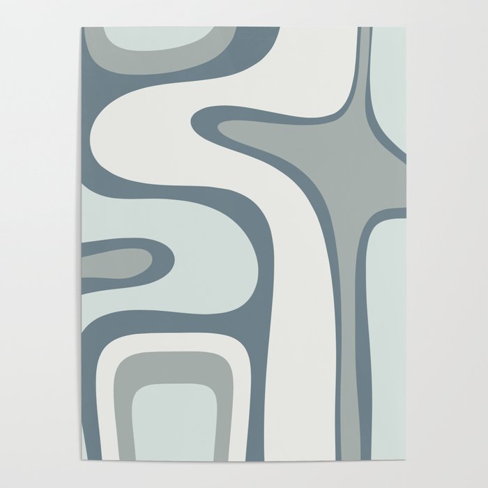 Mid Century Modern Copacetic Abstract in Neutral Blue Gray Ice Blue Tones Poster Gallery Image 4