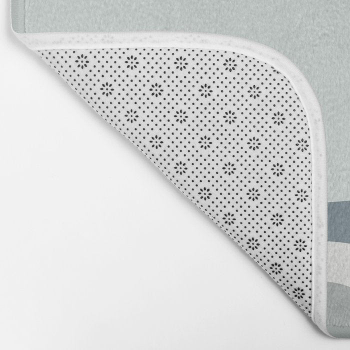 Mid Century Modern Copacetic Abstract in Neutral Blue Gray Ice Blue Tones Bath Mat Gallery Image 2
