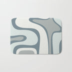 Mid Century Modern Copacetic Abstract in Neutral Blue Gray Ice Blue Tones Bath Mat Gallery Image 1