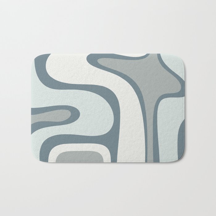 Mid Century Modern Copacetic Abstract in Neutral Blue Gray Ice Blue Tones Bath Mat Gallery Image 1