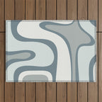 Mid Century Modern Copacetic Abstract in Neutral Blue Gray Ice Blue Tones Outdoor Rug Gallery Image 1