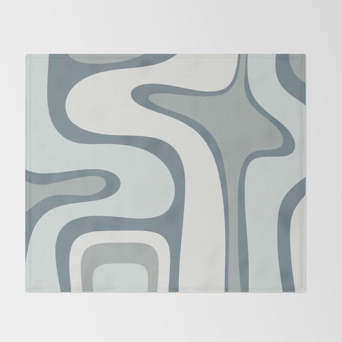 Mid Century Modern Copacetic Abstract in Neutral Blue Gray Ice Blue Tones Throw Blanket Gallery Image 2