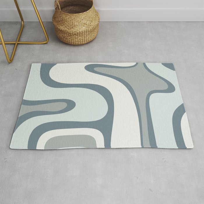 Mid Century Modern Copacetic Abstract in Neutral Blue Gray Ice Blue Tones Rug Gallery Image 1