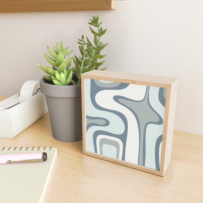 Mid Century Modern Copacetic Abstract in Neutral Blue Gray Ice Blue Tones Mini Art Print Gallery Image 2