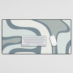 Mid Century Modern Copacetic Abstract in Neutral Blue Gray Ice Blue Tones Desk Mat Gallery Image 1