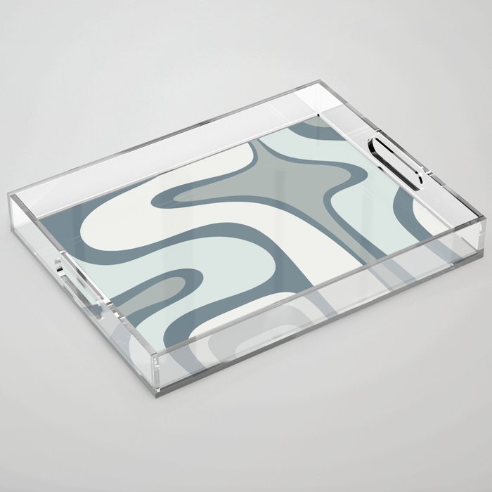 Mid Century Modern Copacetic Abstract in Neutral Blue Gray Ice Blue Tones Acrylic Tray Gallery Image 1