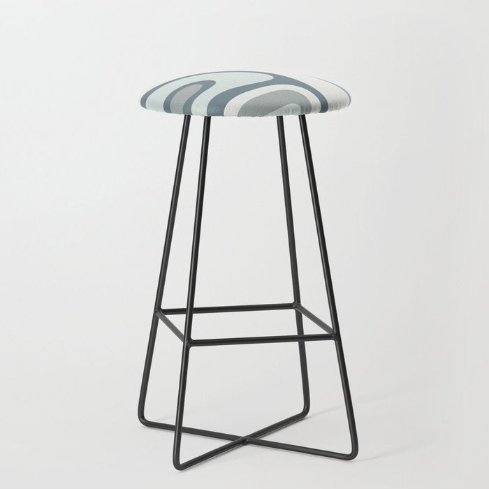 Mid Century Modern Copacetic Abstract in Neutral Blue Gray Ice Blue Tones Stool Gallery Image 1