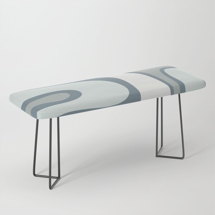 Mid Century Modern Copacetic Abstract in Neutral Blue Gray Ice Blue Tones Bench Gallery Image 1