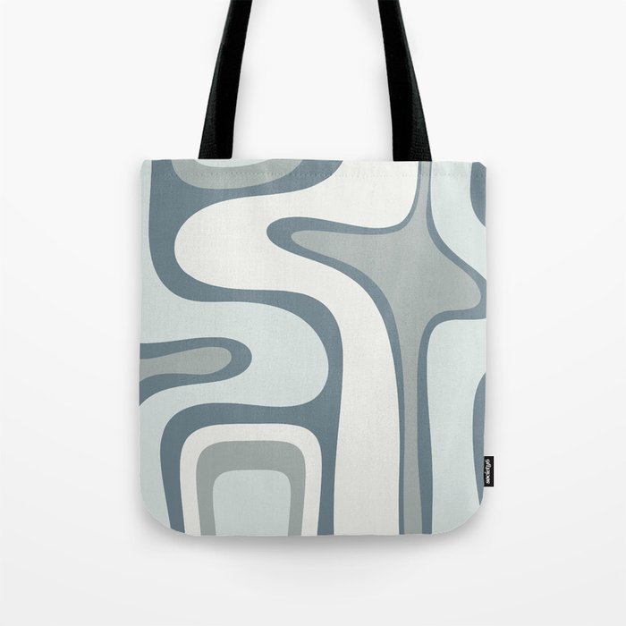 Mid Century Modern Copacetic Abstract in Neutral Blue Gray Ice Blue Tones Tote Bag Gallery Image 1