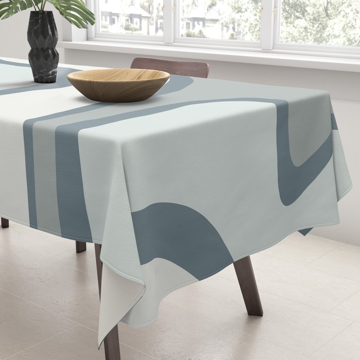 Mid Century Modern Copacetic Abstract in Neutral Blue Gray Ice Blue Tones Tablecloth Gallery Image 3
