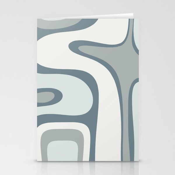 Mid Century Modern Copacetic Abstract in Neutral Blue Gray Ice Blue Tones Stationery Card Gallery Image 2