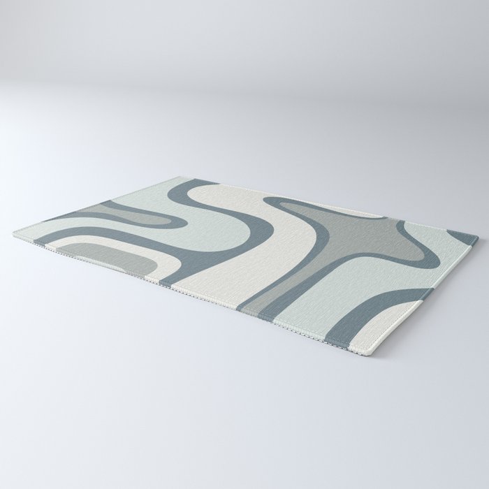 Mid Century Modern Copacetic Abstract in Neutral Blue Gray Ice Blue Tones Rug Gallery Image 3