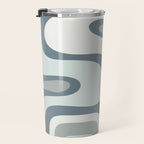 Mid Century Modern Copacetic Abstract in Neutral Blue Gray Ice Blue Tones Travel Mug Gallery Image 3