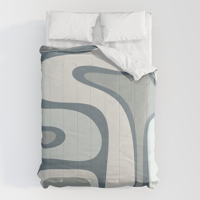 Mid Century Modern Copacetic Abstract in Neutral Blue Gray Ice Blue Tones Comforter Gallery Image 6