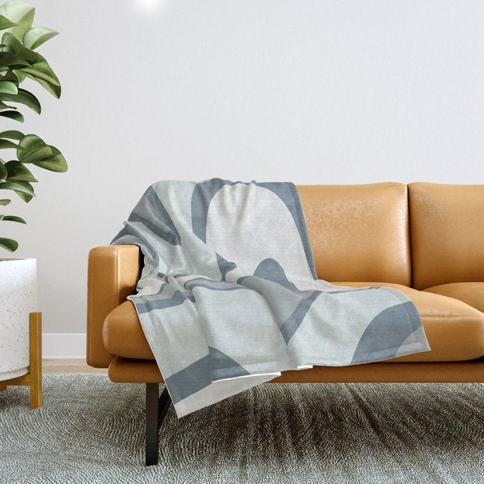 Mid Century Modern Copacetic Abstract in Neutral Blue Gray Ice Blue Tones Throw Blanket Gallery Image 1
