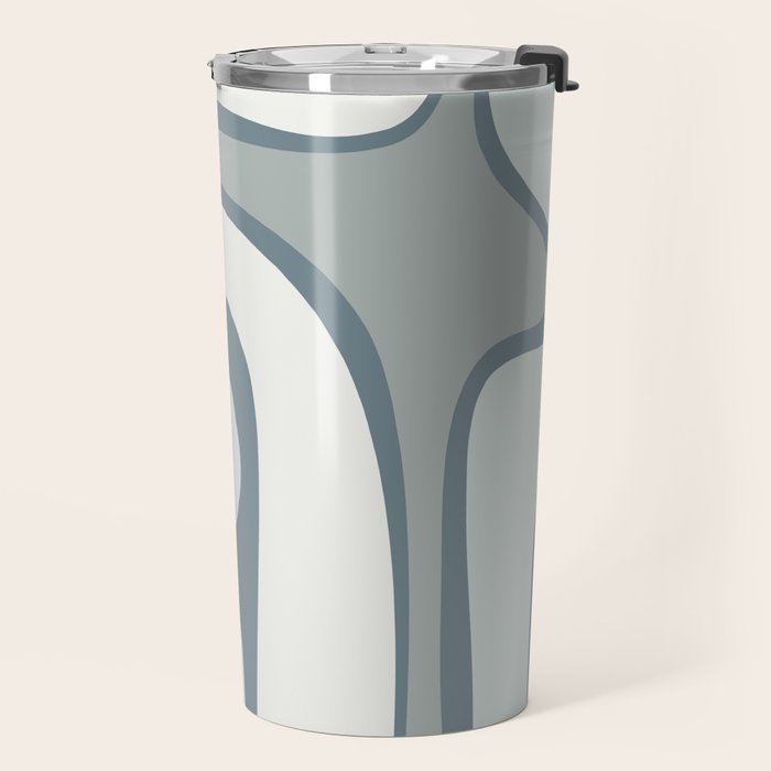 Mid Century Modern Copacetic Abstract in Neutral Blue Gray Ice Blue Tones Travel Mug Gallery Image 2