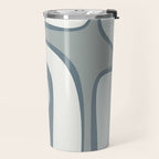Mid Century Modern Copacetic Abstract in Neutral Blue Gray Ice Blue Tones Travel Mug Gallery Image 2