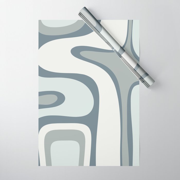 Mid Century Modern Copacetic Abstract in Neutral Blue Gray Ice Blue Tones Wrapping Paper Gallery Image 1
