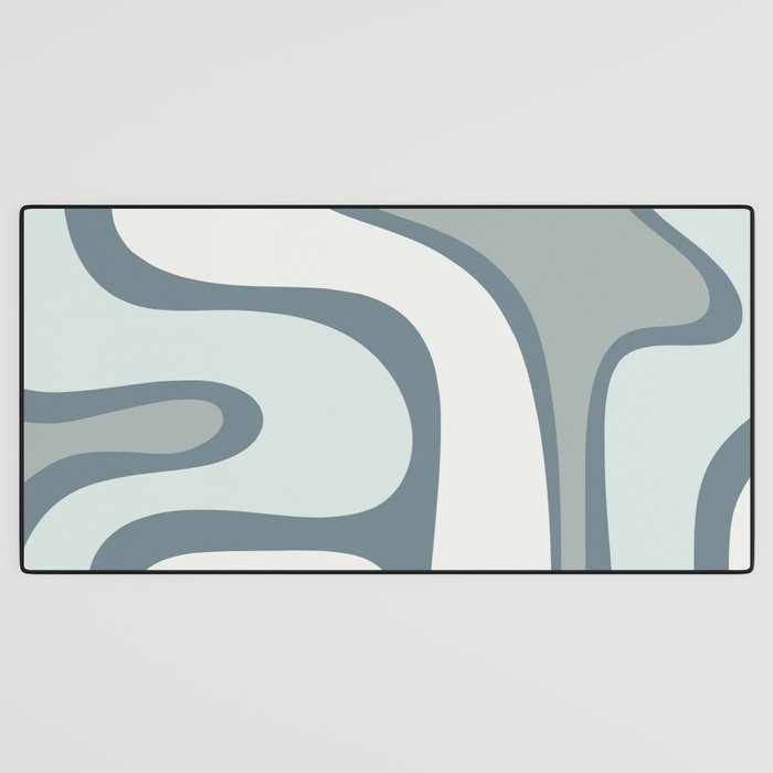 Mid Century Modern Copacetic Abstract in Neutral Blue Gray Ice Blue Tones Desk Mat Gallery Image 3