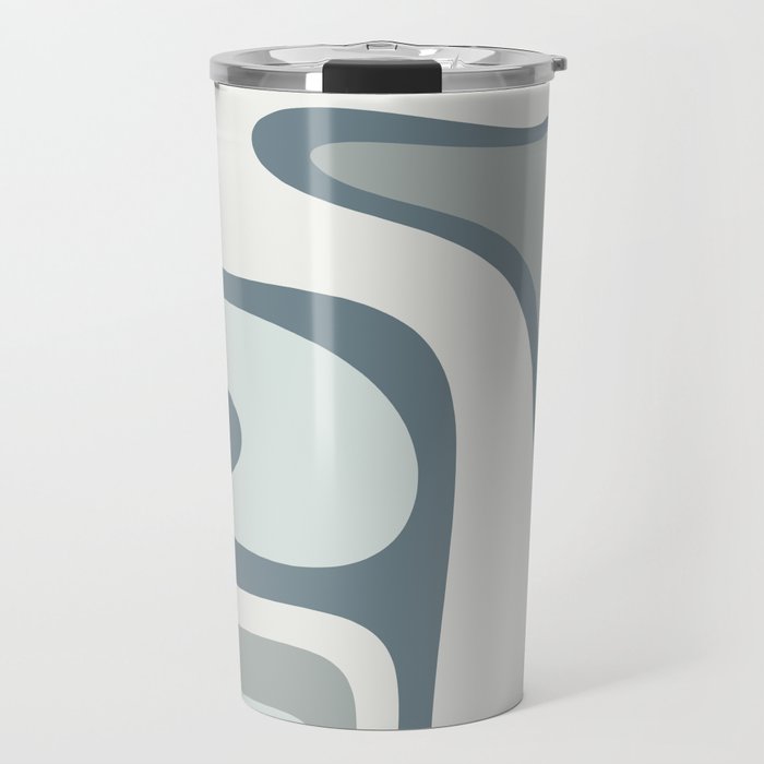 Mid Century Modern Copacetic Abstract in Neutral Blue Gray Ice Blue Tones Travel Mug Gallery Image 1