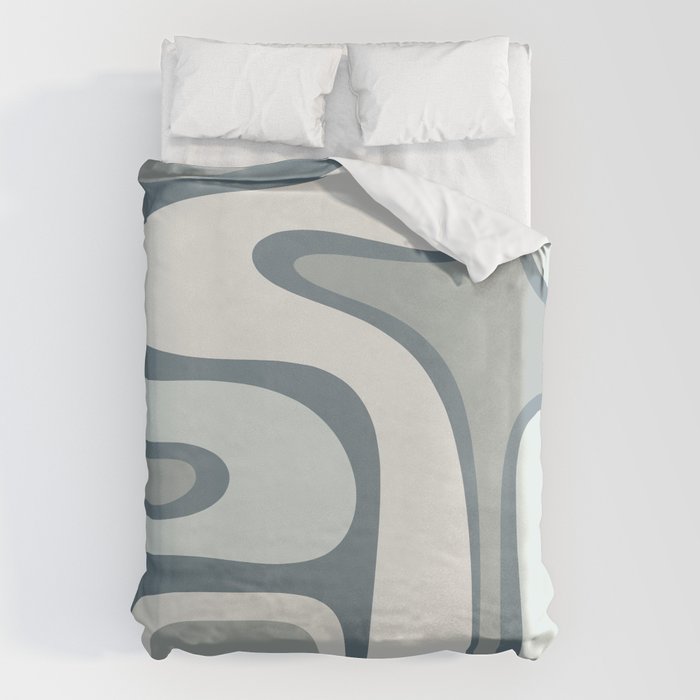 Mid Century Modern Copacetic Abstract in Neutral Blue Gray Ice Blue Tones Duvet Cover Gallery Image 6
