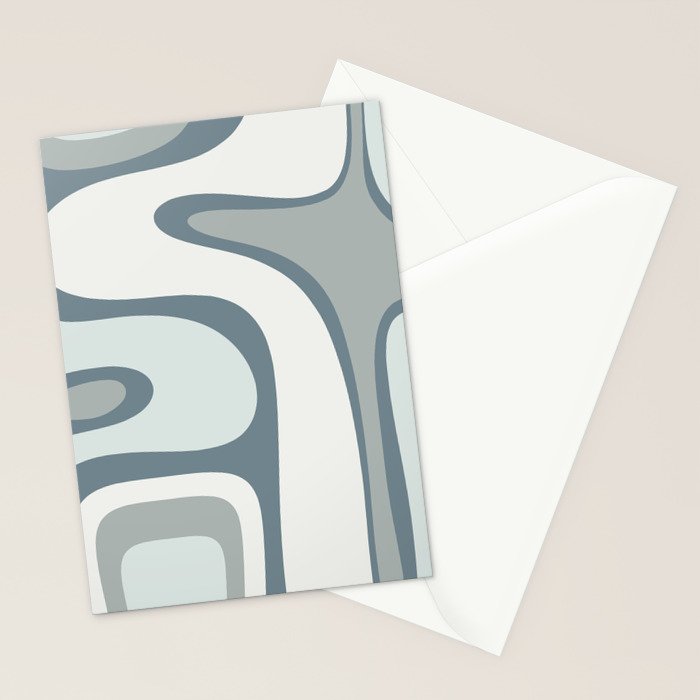 Mid Century Modern Copacetic Abstract in Neutral Blue Gray Ice Blue Tones Stationery Card Gallery Image 2