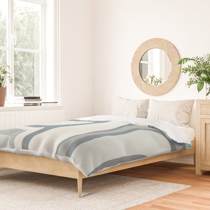 Mid Century Modern Copacetic Abstract in Neutral Blue Gray Ice Blue Tones Duvet Cover Gallery Image 2