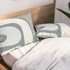 Mid Century Modern Copacetic Abstract in Neutral Blue Gray Ice Blue Tones Pillow Sham Gallery Image 2