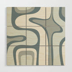 Mid Century Modern Copacetic Abstract in Neutral Blue Gray Ice Blue Tones Wood Wall Art Gallery Image 1