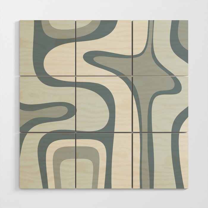 Mid Century Modern Copacetic Abstract in Neutral Blue Gray Ice Blue Tones Wood Wall Art Gallery Image 1