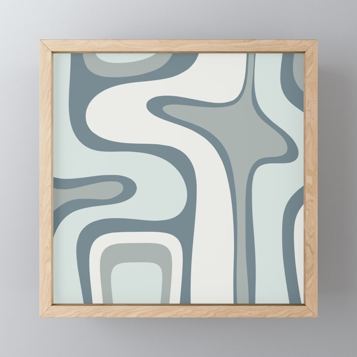 Mid Century Modern Copacetic Abstract in Neutral Blue Gray Ice Blue Tones Mini Art Print Gallery Image 1
