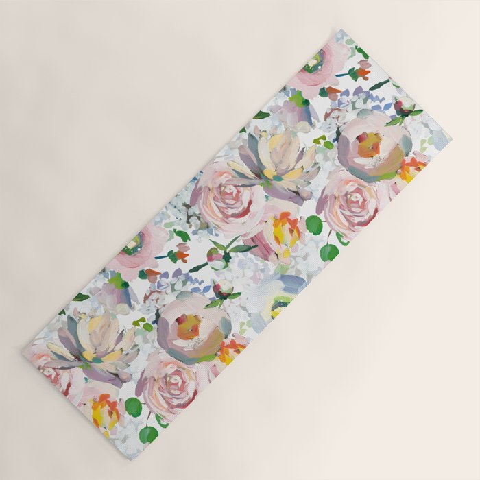 Hand Drawn Vintage Spring Claude Monet Botanical Flower Garden Yoga Mat Gallery Image 1