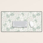 Soft meadow blooms - muted mint, dusty green and beige floral pattern Desk Mat Gallery Image 1