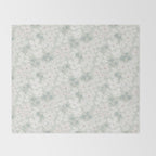 Soft meadow blooms - muted mint, dusty green and beige floral pattern Throw Blanket Gallery Image 2