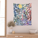 Graffiti Art Spray Painting White Street Comics Wall Tapestry Gallery Image 2