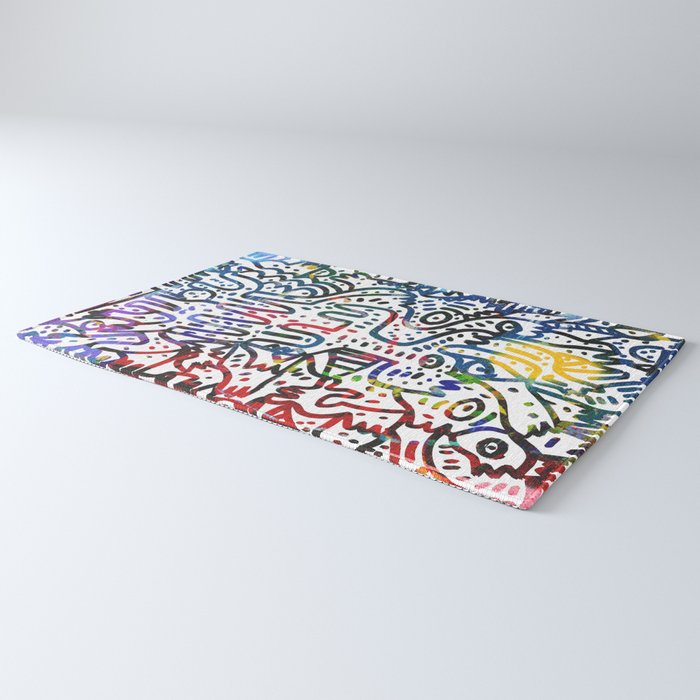 Graffiti Art Spray Painting White Street Comics Rug Gallery Image 3