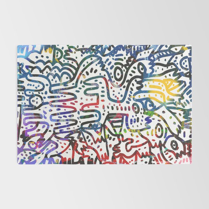 Graffiti Art Spray Painting White Street Comics Rug Gallery Image 2